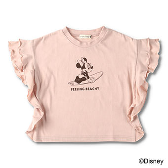 【Disney】袖フリル半袖Tシャツ