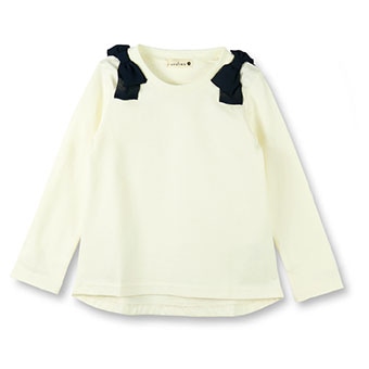 肩リボン付き長袖Tシャツ