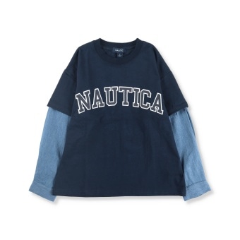 【NAUTICA/ノーティカ】シャツ重ね着風長袖Tシャツ