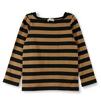 キャミ重ね着風太ボーダー長袖Tシャツ