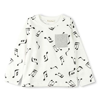 音符柄長袖Tシャツ