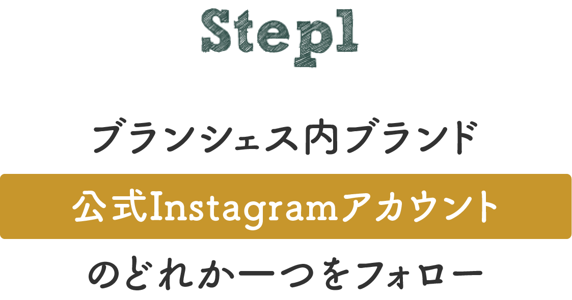 STEP1 ブランシェス内ブランド公式Instagramアカウントのどれか一つをフォロー