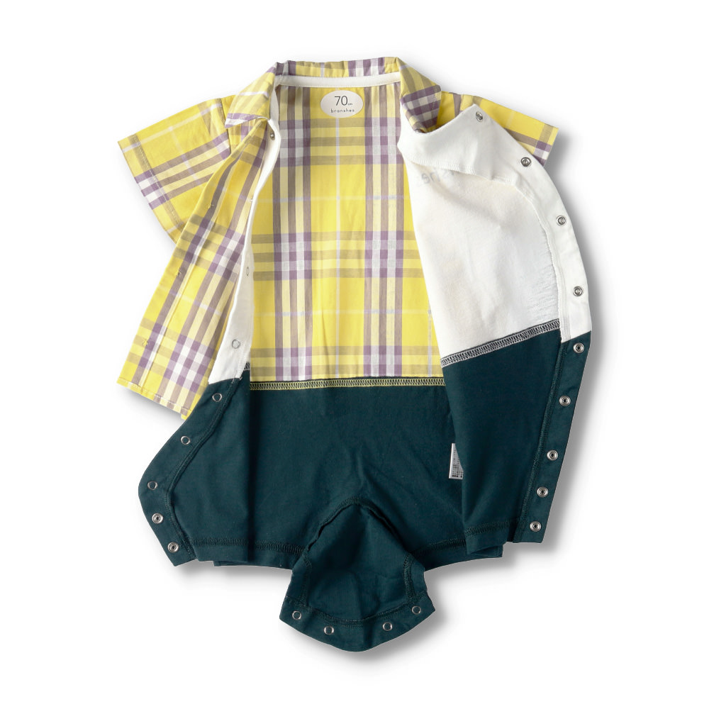 チェックシャツ重ね着風半袖カバーオール 01 0239 329 子供服 ベビー服 ブランシェス 公式通販オンラインショップ