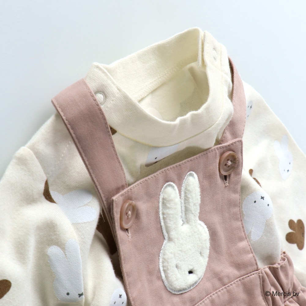 ベビー/miffy/ミッフィー】フリルジャンパースカート+総柄ボディ ベビー/miffy/ミッフィー】フリルジャンパースカート+総柄ボディ