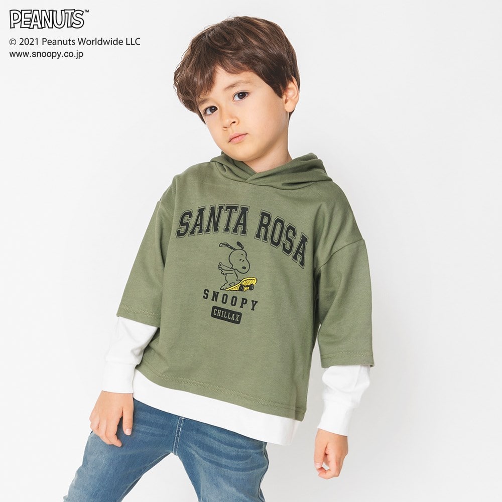 Peanuts スヌーピー重ね着風フード付き長袖tシャツ 11 1605 019 子供服 ベビー服 ブランシェス 公式通販オンラインショップ