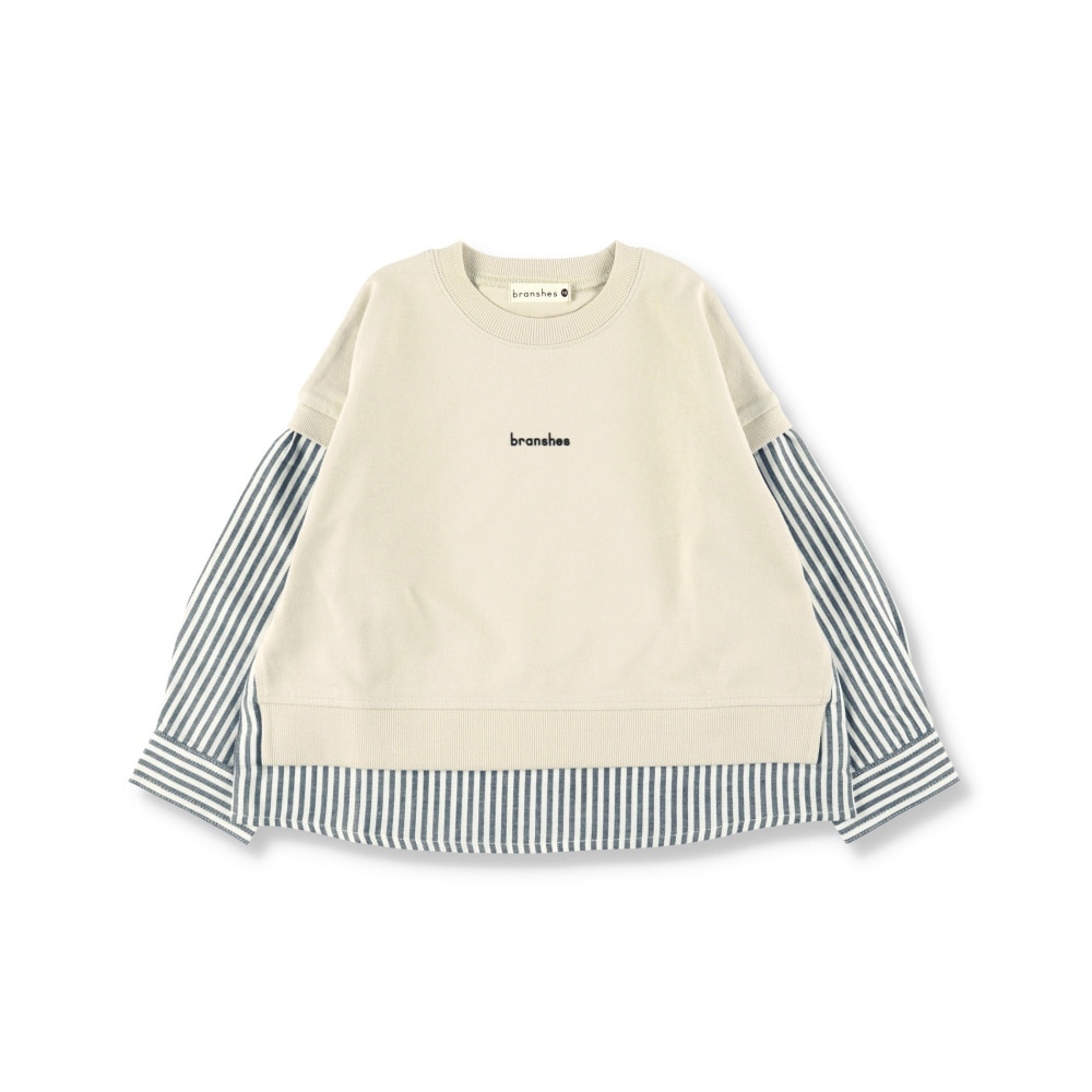 異素材使いのシャツＴシャツ(ストライプ柄)｜子供服ベビー服 ブランシェス 公式通販オンラインショップ