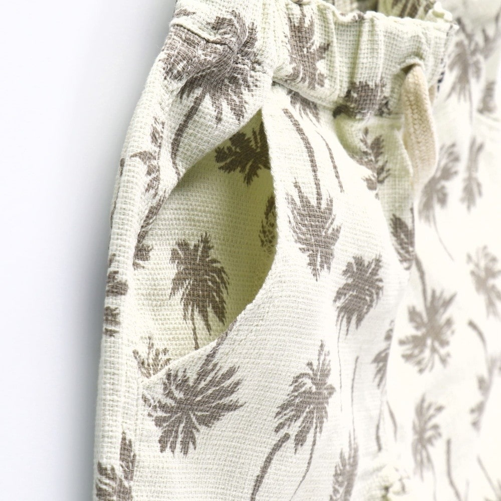 【爽パン / 綿100％】パナマ織り総柄ハーフパンツ