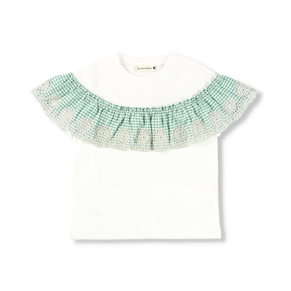 カットワーク刺しゅう半袖Tシャツ