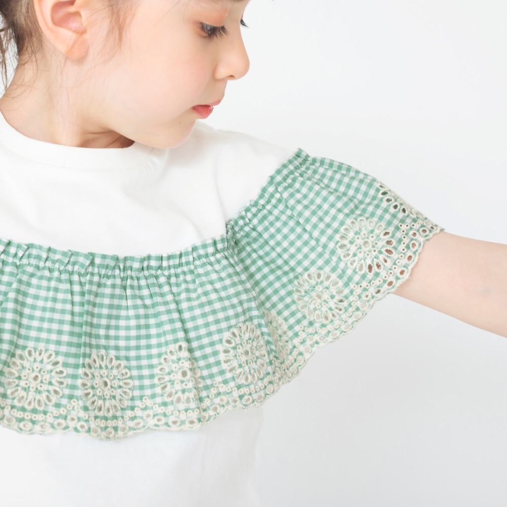 カットワーク刺しゅう半袖Tシャツ