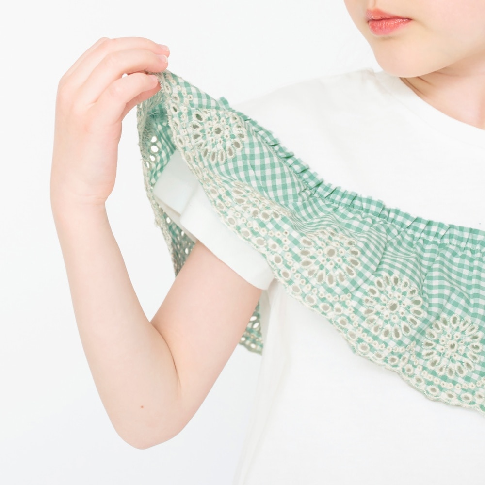 カットワーク刺しゅう半袖Tシャツ