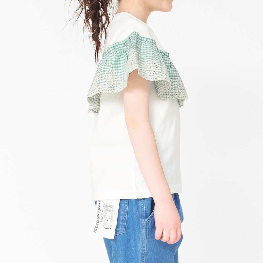 カットワーク刺しゅう半袖Tシャツ