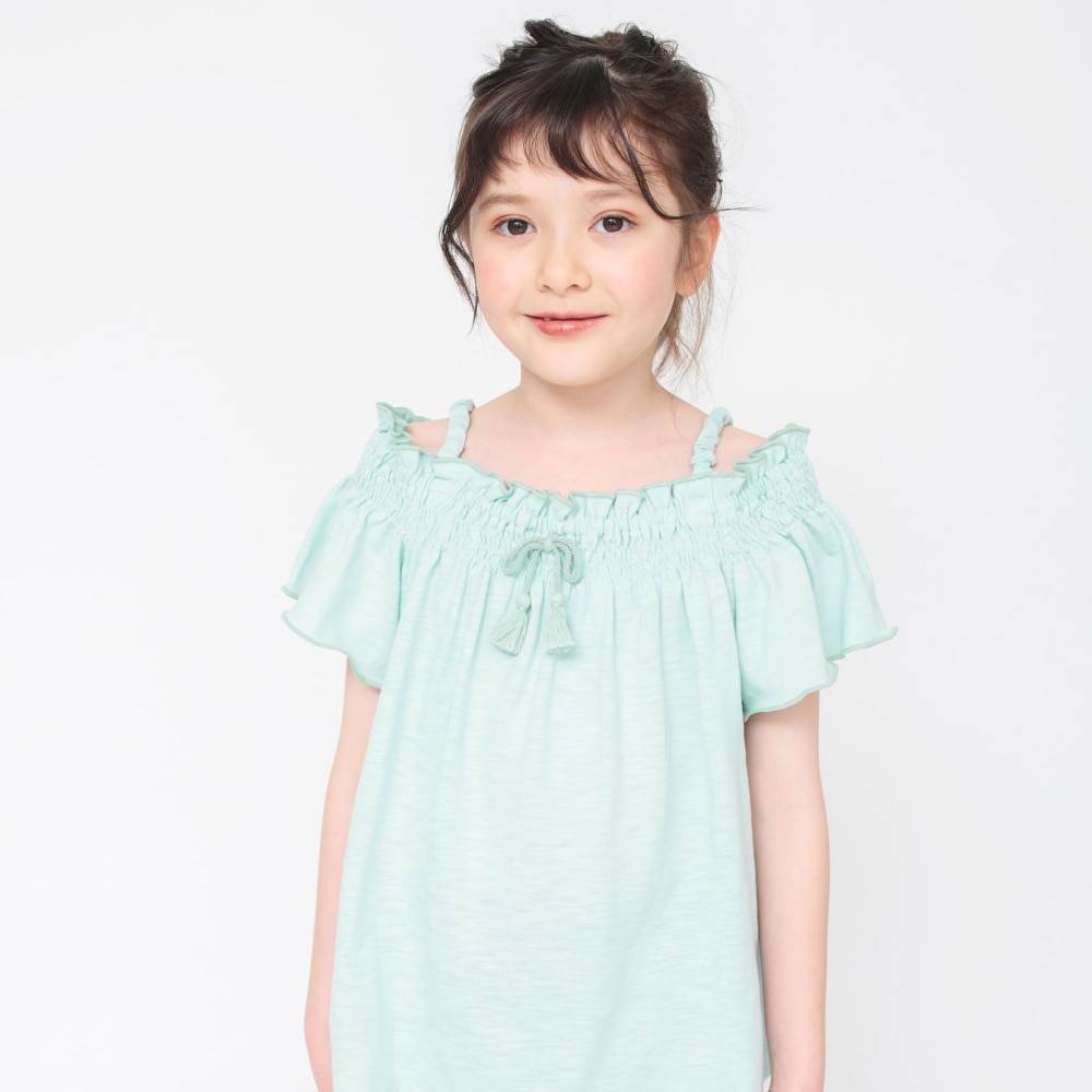 シャーリングオフショルダーTシャツ ｜子供服ベビー服 ブランシェス 公式通販オンラインショップ