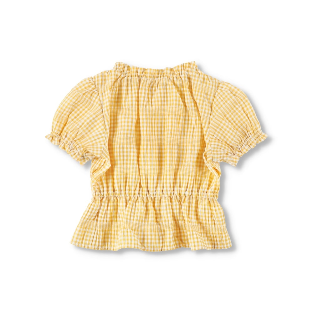 ギンガム5分袖ブラウス