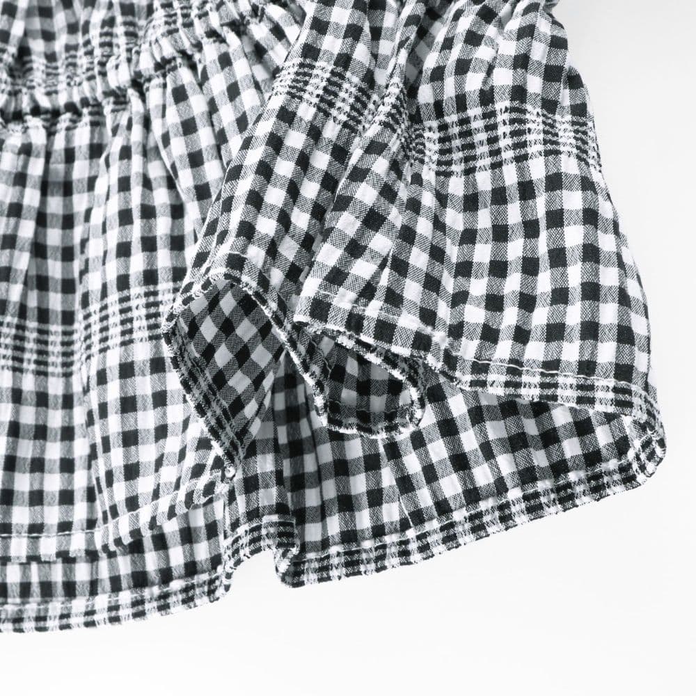 ギンガム5分袖ブラウス