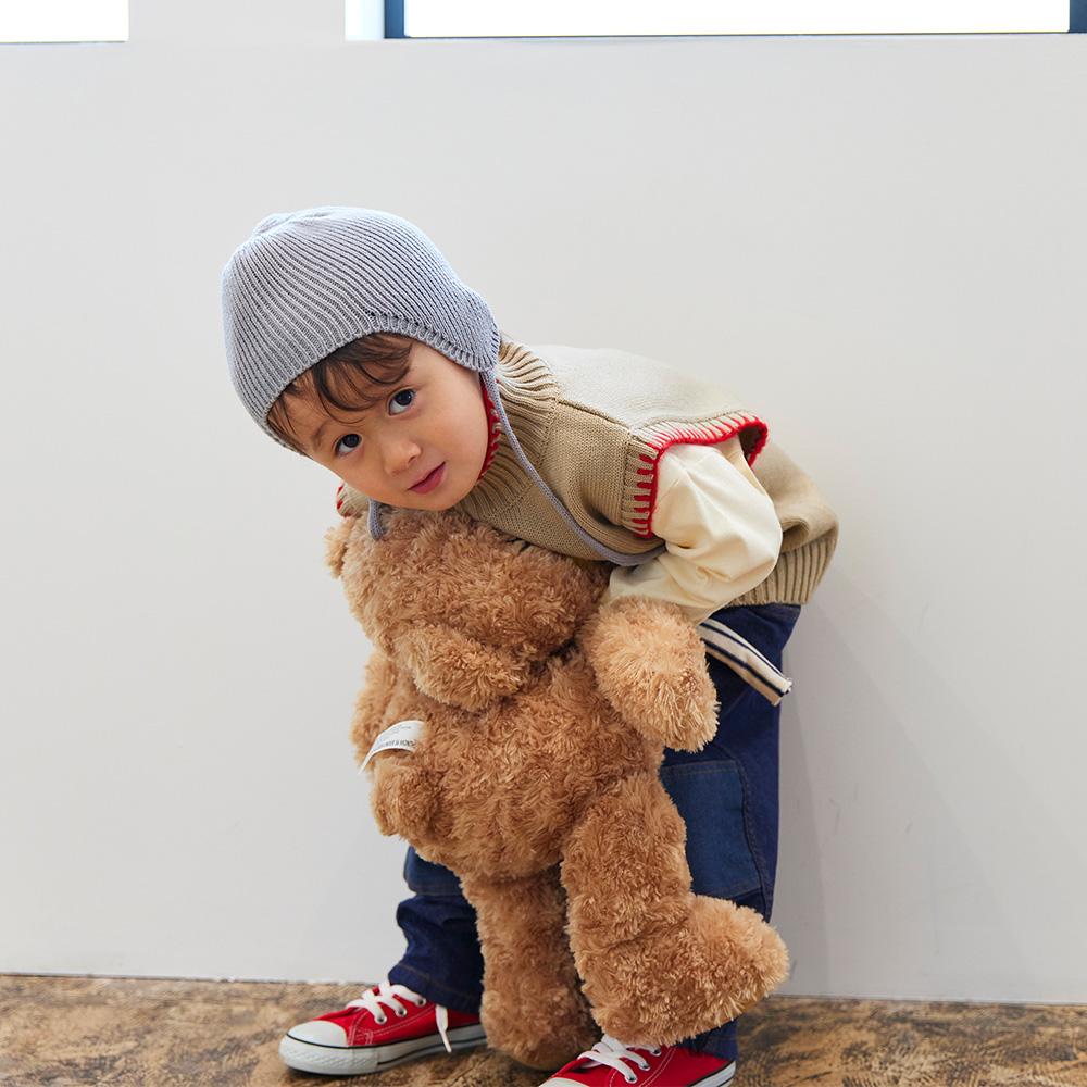 ハイネック 配色ハンドステッチニットベスト