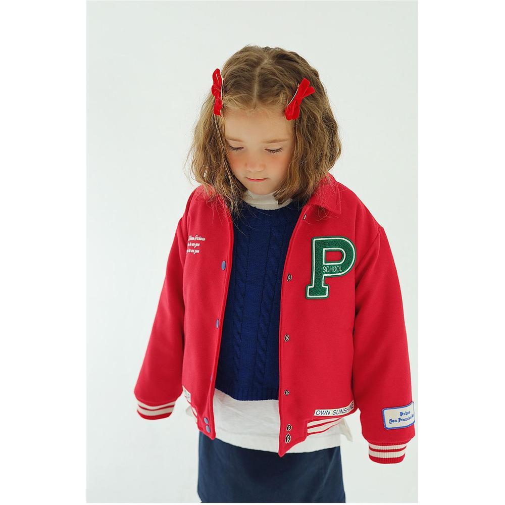 ピーチーズ】ジュニア 襟つき ワッペンスタジアムジャンパー 2024秋冬  