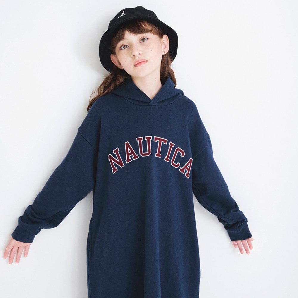 NAUTICA/ノーティカ】アップリケロゴ裏毛パーカーワンピース ｜子供服