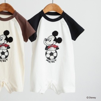 【Disney/ディズニー】サガラ刺繍ラグラン半袖カバーオール