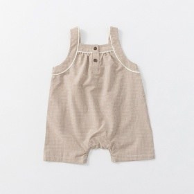 【涼しい】チェック柄カバーオール