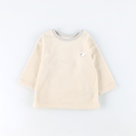 【ひつじ刺しゅう】ワッフルフリース長袖Tシャツ