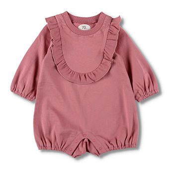 フリルポイント長袖カバーオール