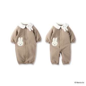 【ベビー/miffy/ミッフィー】衿モチーフ長袖キルト2WAYオール