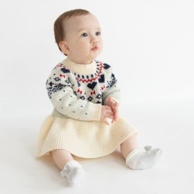 【マシンウォッシャブル】ノルディック風ハート柄カバーオール