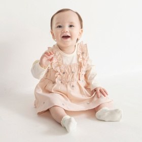 ハート柄刺しゅうカバーオール