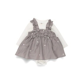 ハート柄刺しゅうカバーオール