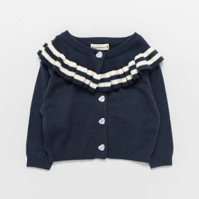 襟付きニットカーディガン