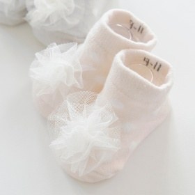 【ベビー】チュールフラワー足型ソックス