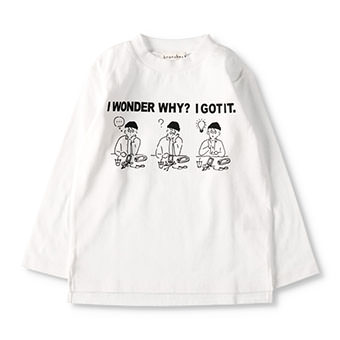 線画プリントモックネックTシャツ