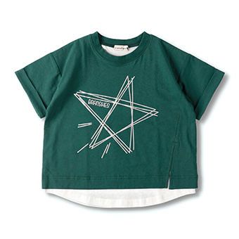 重ね着風箔プリント半袖Tシャツ