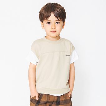 【接触冷感】【接触冷感】ベスト重ね着風半袖Tシャツ