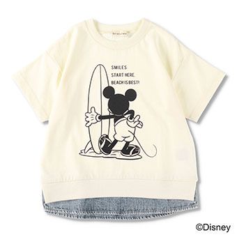 【Disney】デニム重ね着風半袖Tシャツ