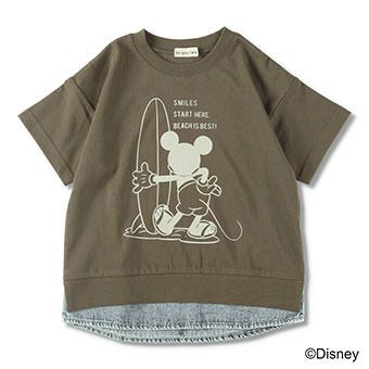 【Disney】デニム重ね着風半袖Tシャツ