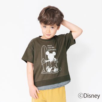 【Disney】デニム重ね着風半袖Tシャツ