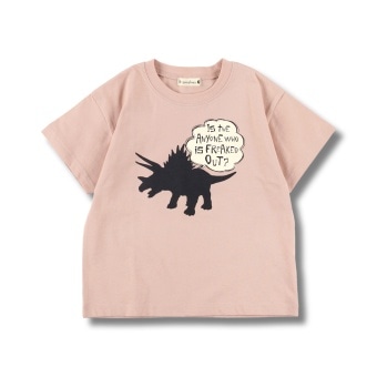 【恐竜シルエット】ペールカラー半袖Tシャツ