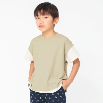 重ね着風鹿の子半袖Tシャツ