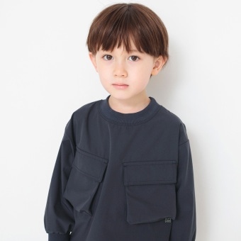 【ストレッチナイロン】フラップポケット長袖Tシャツ