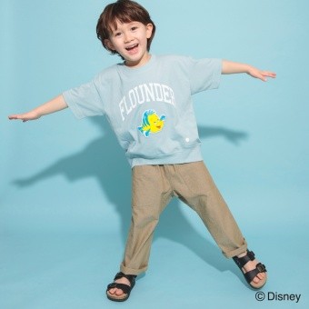 【Disney】リトルマーメイド：カレッジ風半袖Tシャツ
