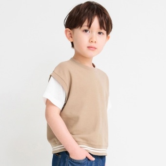 重ね着風鹿の子半袖Tシャツ