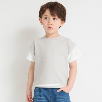 重ね着風鹿の子半袖Tシャツ