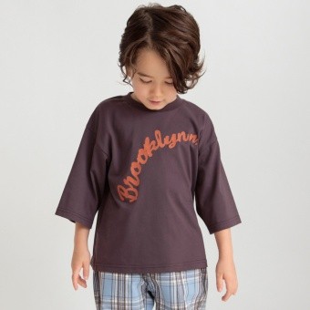 フロッキープリント６.５分袖Tシャツ