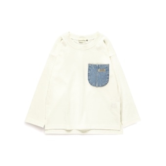 【ベビーとおそろい】デニムポケット付き長袖Tシャツ ロンT