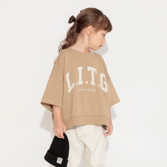 【ゆったり】カレッジロゴ7分袖Tシャツ