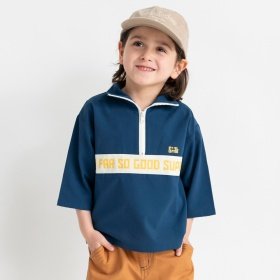 【ドライメッシュ】ハーフジップ7分袖Tシャツ