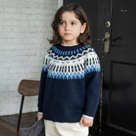 【マシンウォッシャブル】幾何学柄ニット