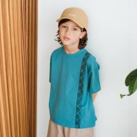 シアーチェック切り替え半袖Tシャツ