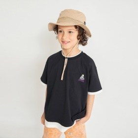 フェイクレイヤード 刺繍半袖Tシャツ